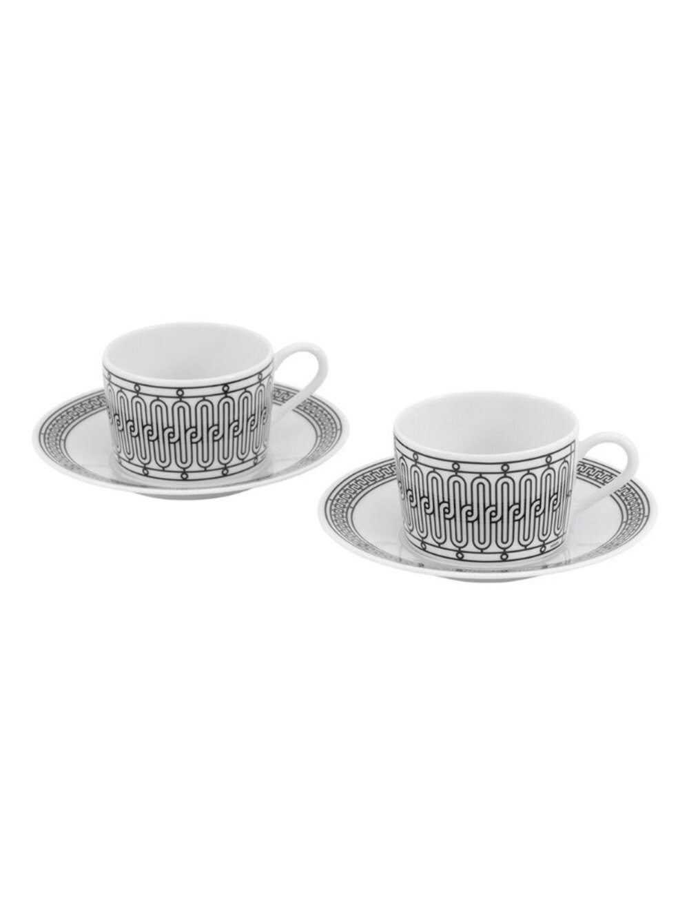 Hermes Tea Cup & Saucer H Deco 2 Guest Set Tableware White Black